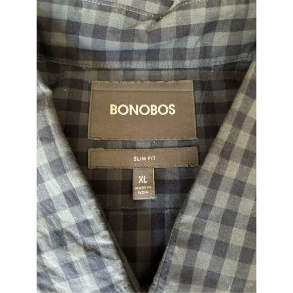 Bonobos Men's Blue Plaid Cotton Collared Long-Sleeves Button-Down Shirt Size XL - Picture 4 of 7
